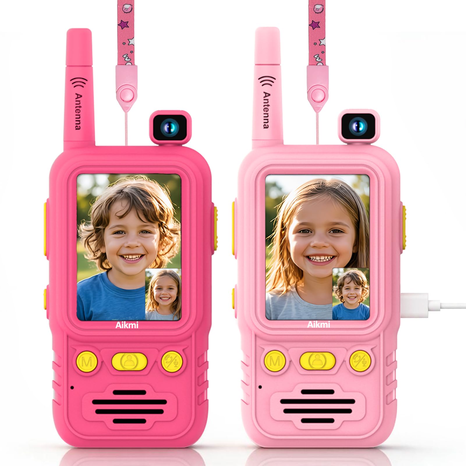 Aikmi Kids Video Walkie Talkies, Two Way Radio Toy Girl Gift, Pink