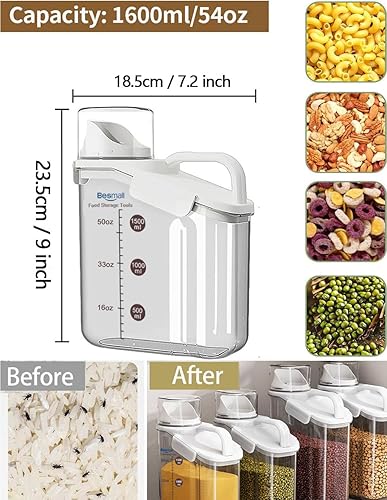 Miniatura 5 de Besmall Contenedores de almacenamiento de cereales, recipientes herméticos grandes de almacenamiento de alimentos secos con boquilla de vertido,