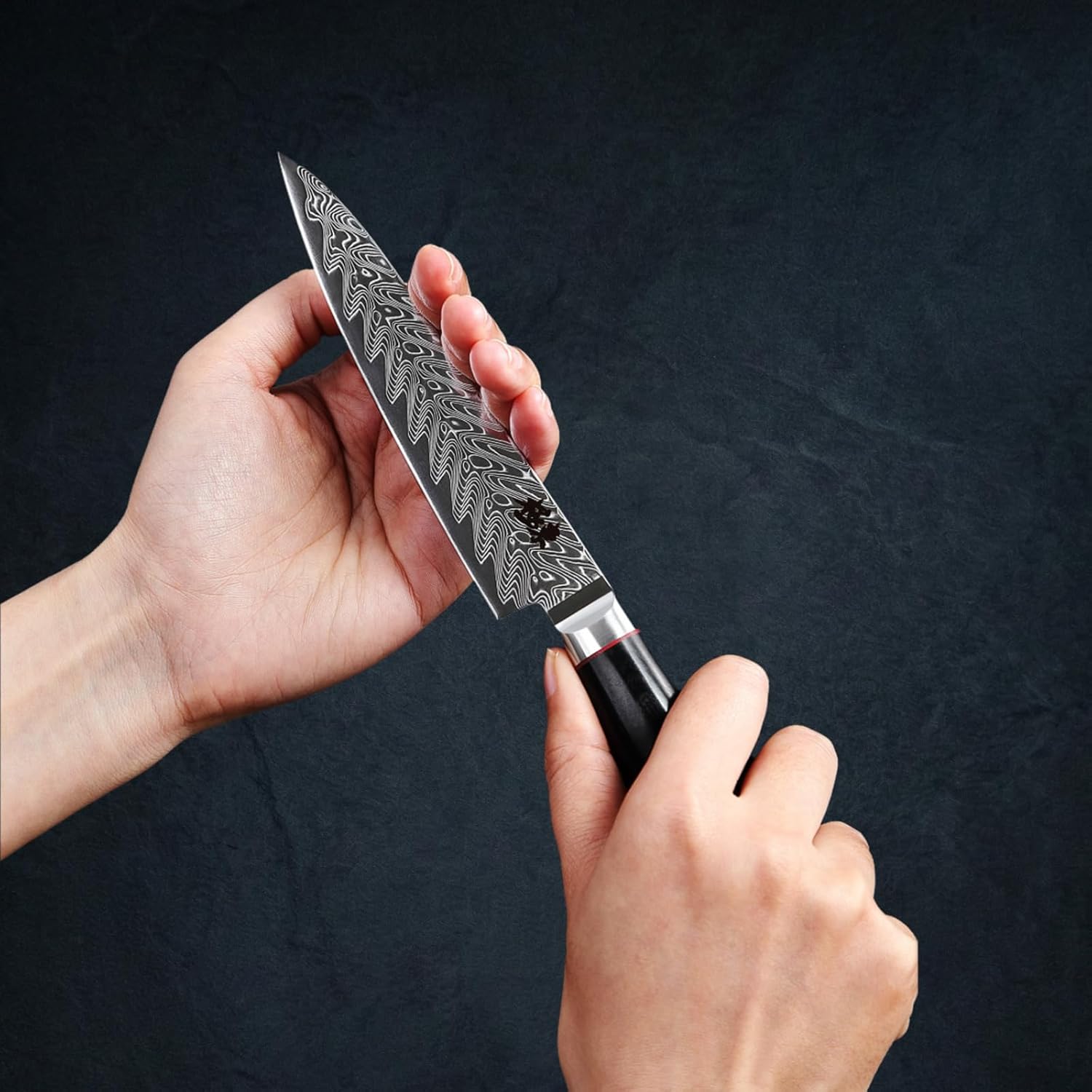 DONGSUN 8" Damascus Chef Knife, 73-Layer VG10 Forged Steel Japanese Gyuto with North American Black Walnut Sheath, Professional Ultra Sharp Cooking Knife (5 inch Utility & Steak Knife)