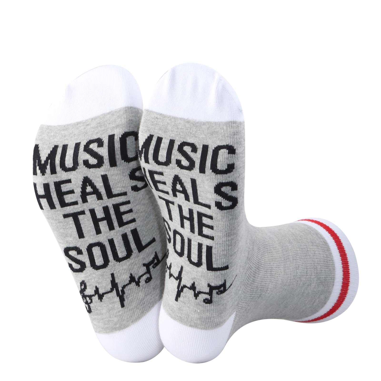 PWHAOO 1 Pair Funny Musical Sock Music Heals The Soul Socks Music Teacher Music Lover
