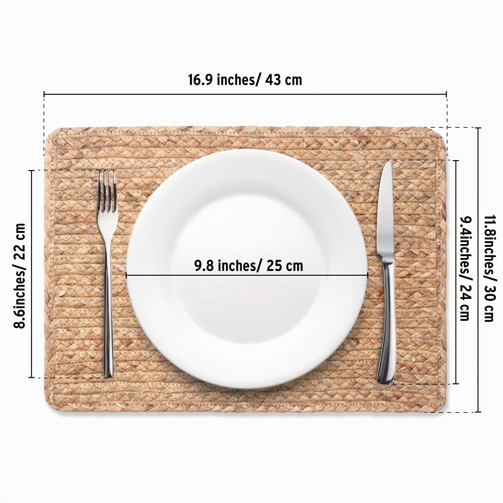 Ensemble de 6 sets de table tressés, 43,2 cm x 30,5 cm, sets de table en rotin naturel pour assiettes à dîner, sets de table en osier pour table à manger, pour la maison, mariage