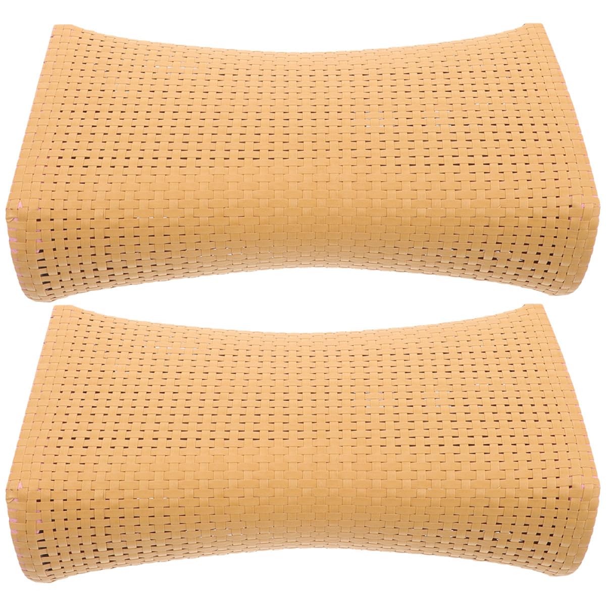 Lot de 2 Oreillers en Imitation Rotin Tressé, Grand Format Naturel, Coussins Respirants pour Sauna et Bain, Soutien Cervical Ergonomique, Oreillers Rafraîchissants pour Personnes