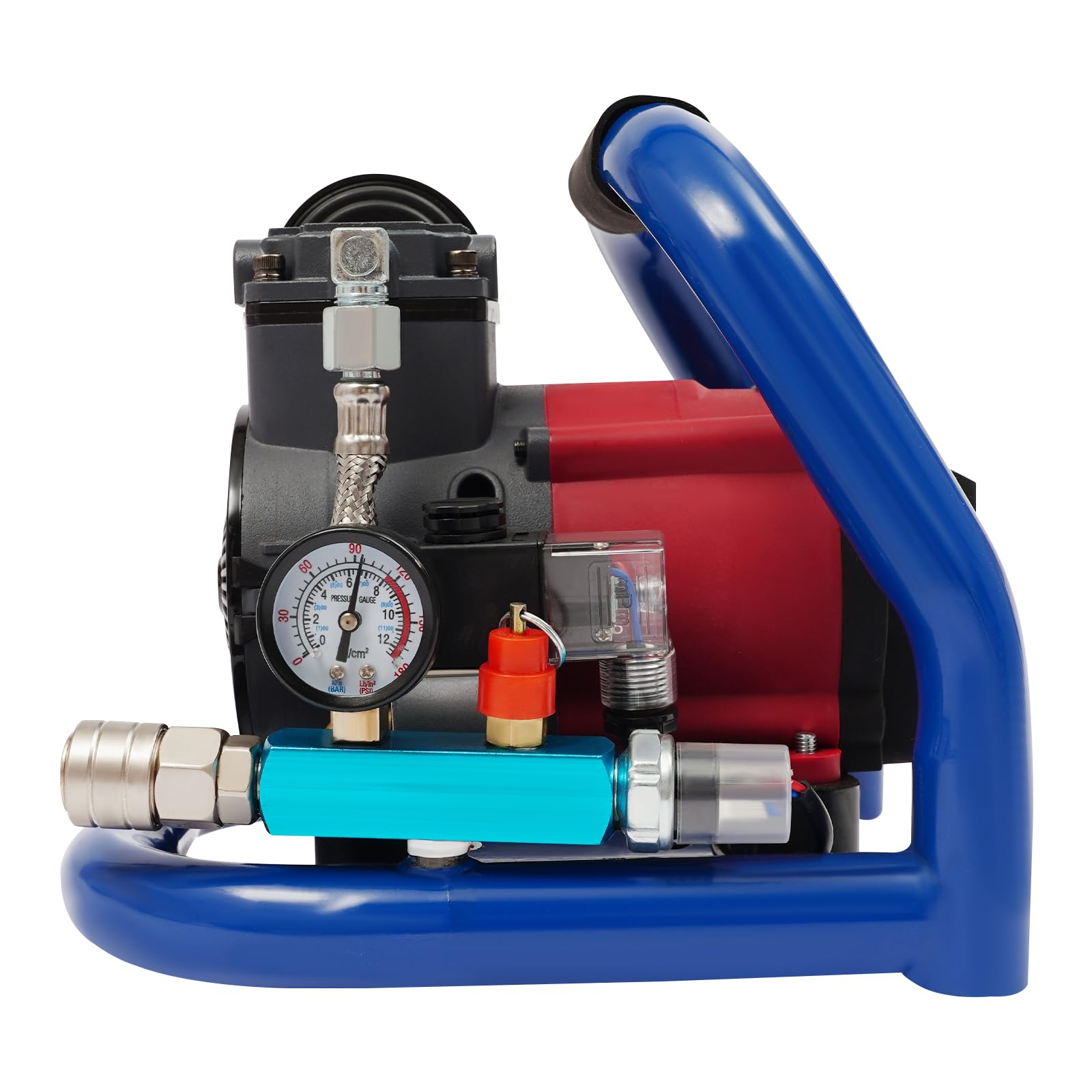 Compressore d'aria a batteria, 7 bar, portatile, 65 dB, silenzioso, senza olio, per auto, pneumatici, casa, costruzione con 250 l/min, 1 serbatoio da 5 l, 350 W, per Makita