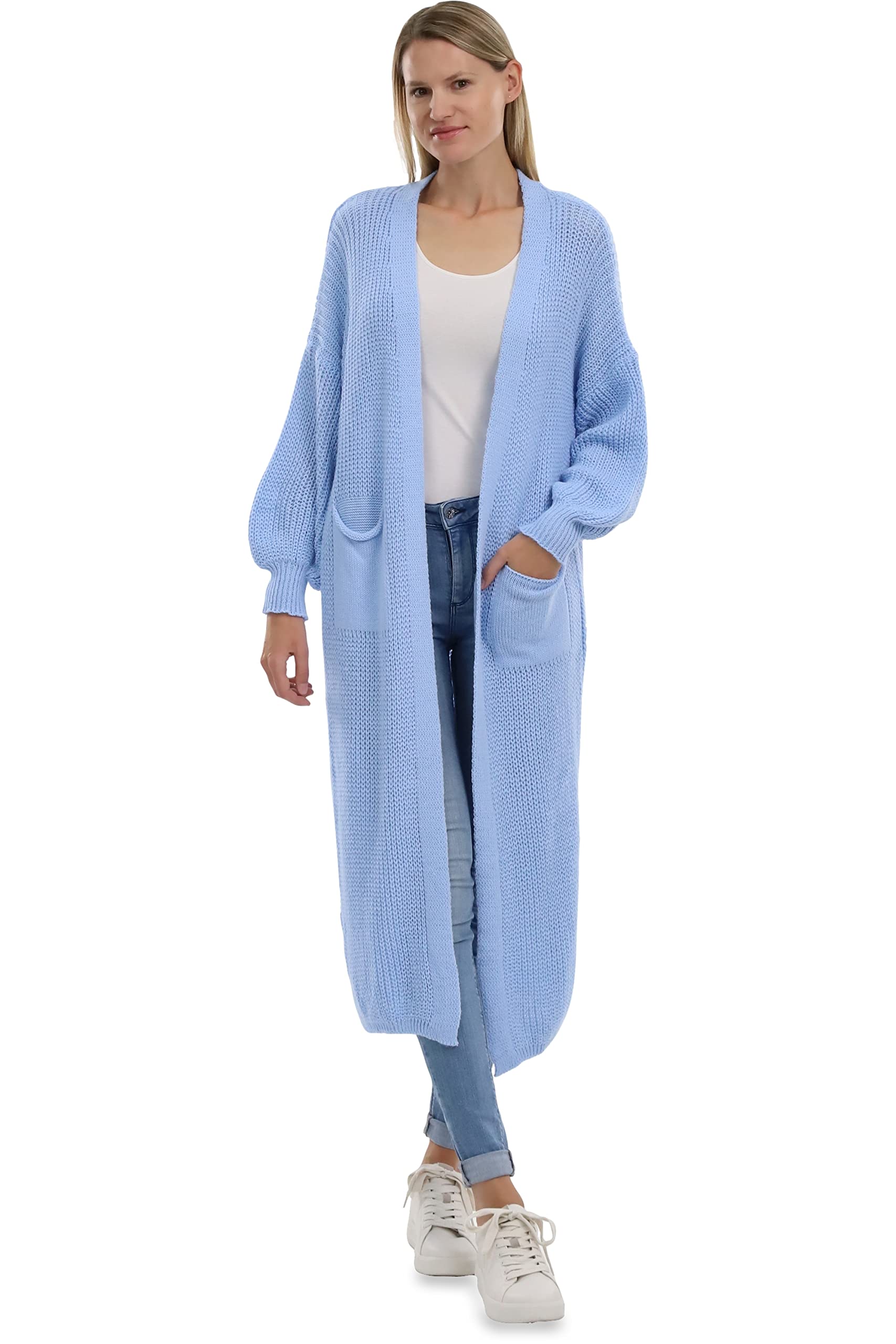 Malito Damen Strickmantel | schicker Cardigan | Moderne Wollmantel | Lange Strickjacke - Oberteil 3151
