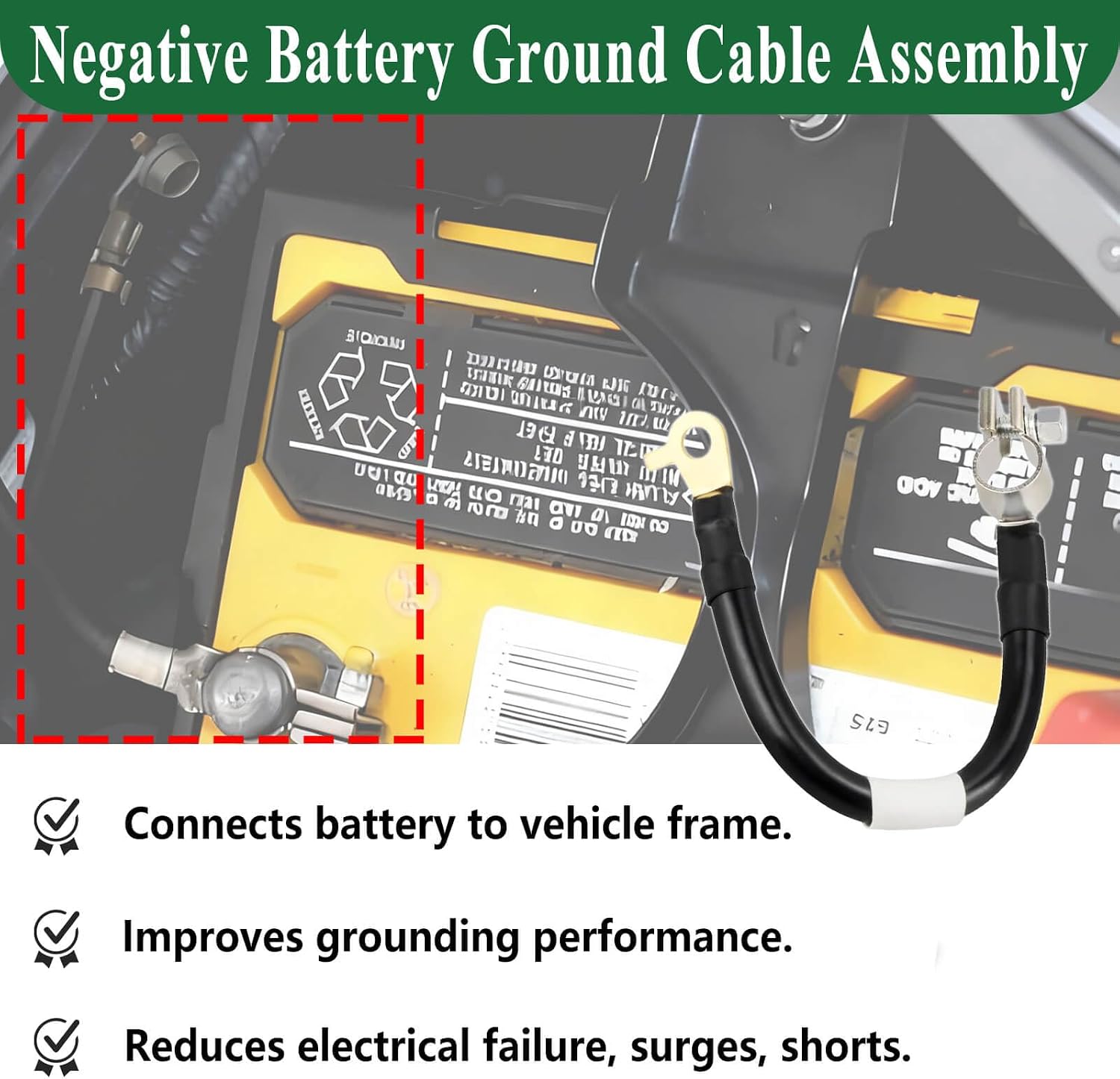 32600-SDB-A00 Battery Negative Cable,Negative Battery Ground Cables Fit for Honda Accord EX/LX 2003-2007 Hybrid 2005-2007 SE 2005 DX 2005 EX-L 2007 Special Edition Special Edition 2007, Pure Copper