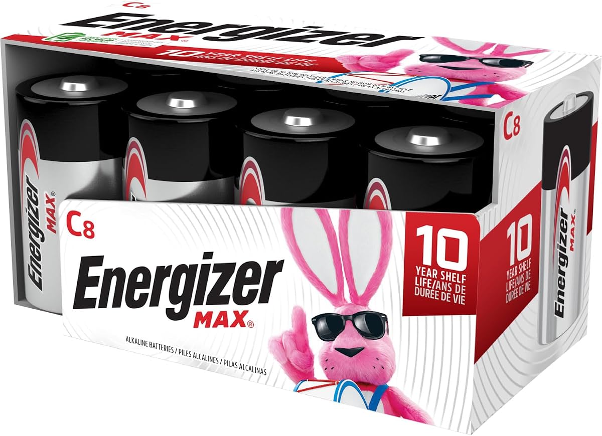 MAX C Batteries, Premium Alkaline C Cell Batteries (8 Battery Count)