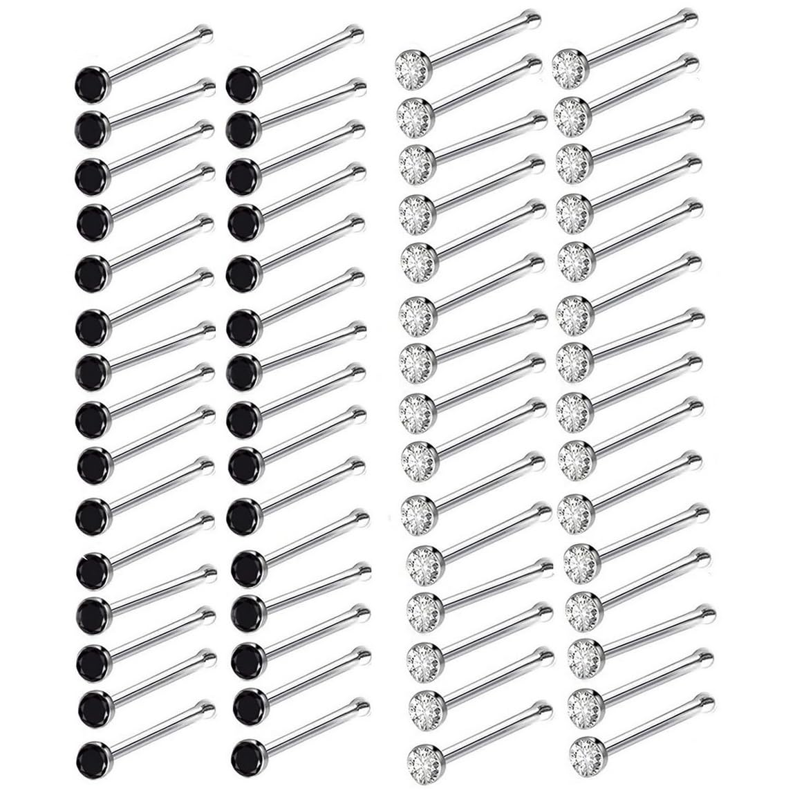 VAMA Fashions Nose Pin White & Black Stone Studded Piercing Nose Ring Set for Pierced Nose studs for girls & Women (Pack of 60 Nose Pin Set 30 White & 30 Black) (B09RP88HM1) Amazon Price History, Amazon Price Tracker
