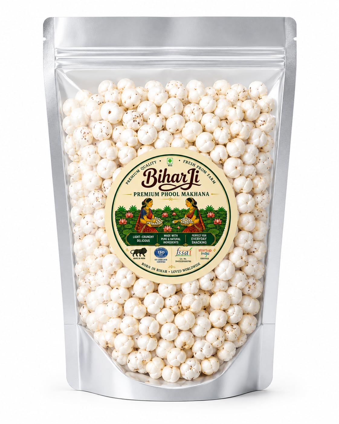 BiharJi Classic Select Phool Makhana Mix (Size 4-6+) 200g | Assorted Puffed Lotus Seeds | Healthy Roasted Snacks for Vrat, Fasting & Cooking | 100% Natural Fox Nuts | Export Quality.-image-39