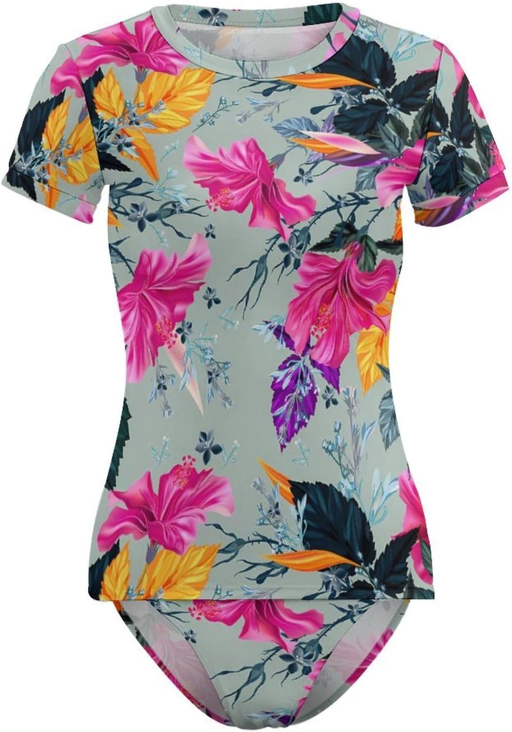 Women's Long-Sleeved High-Neck Bodysuit Leotard Sleeveless Printed Surfing Swimsuit