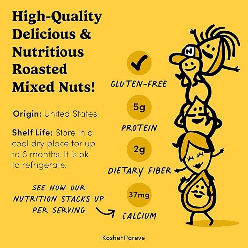 Miniatura 6 de Nuts.com Nueces mixtas tostadas (50% menos de sal) – 24 paquetes de bocadillos individuales – Almendras, anacardos, nueces pecanas, nueces