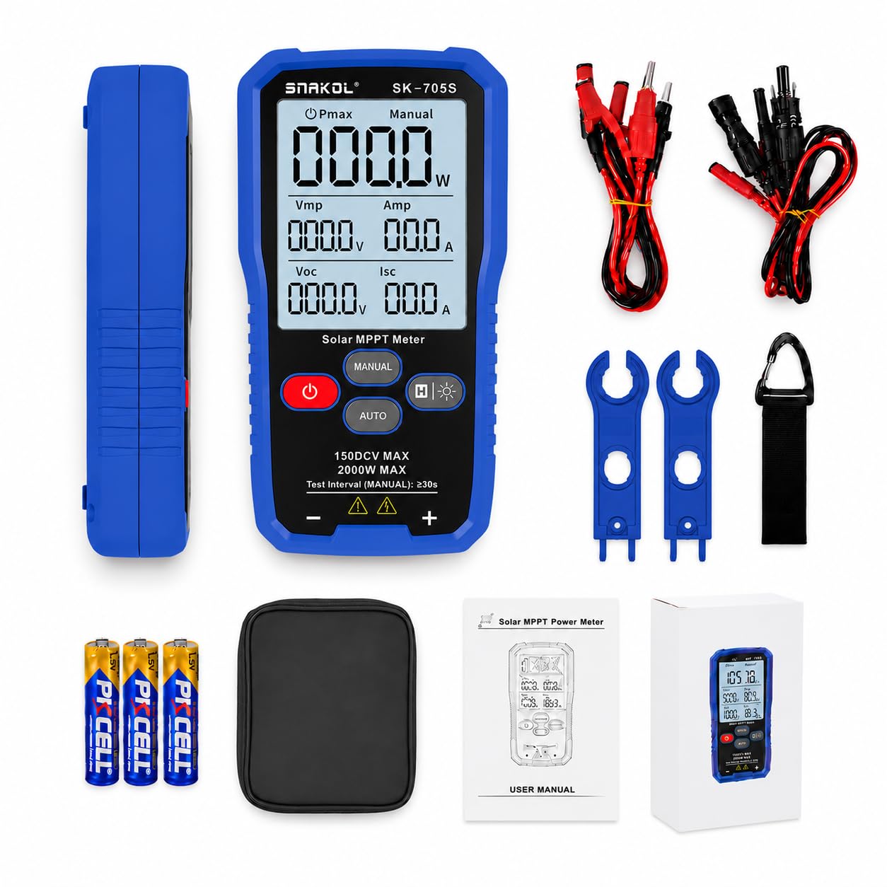 Testeur de puissance solaire MPPT 2000 W avec écran LCD, télécommande sans fil
