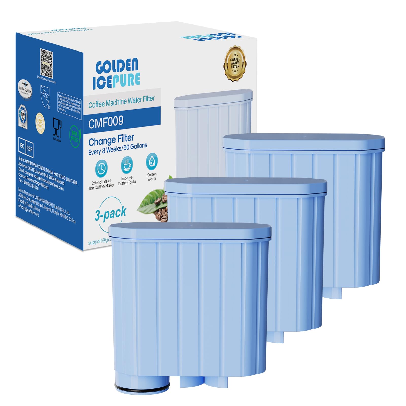 Coffee Machines Water Filter Compatible with Philips Aqua Clean Filter and Saeco Aqua Clean Water Filter, CA6903/10 CA6903/22 CA6903, 3 Pieces