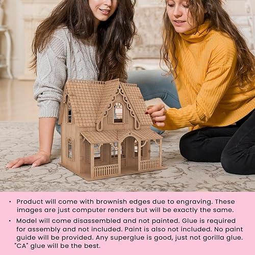 Miniatura 6 de Bird's Wood Shack Anne Shirley - Modelo de madera 3D de casa de muñecas - Miniatura sin pintar hecha a mano - Diseño cortado con láser de abedul