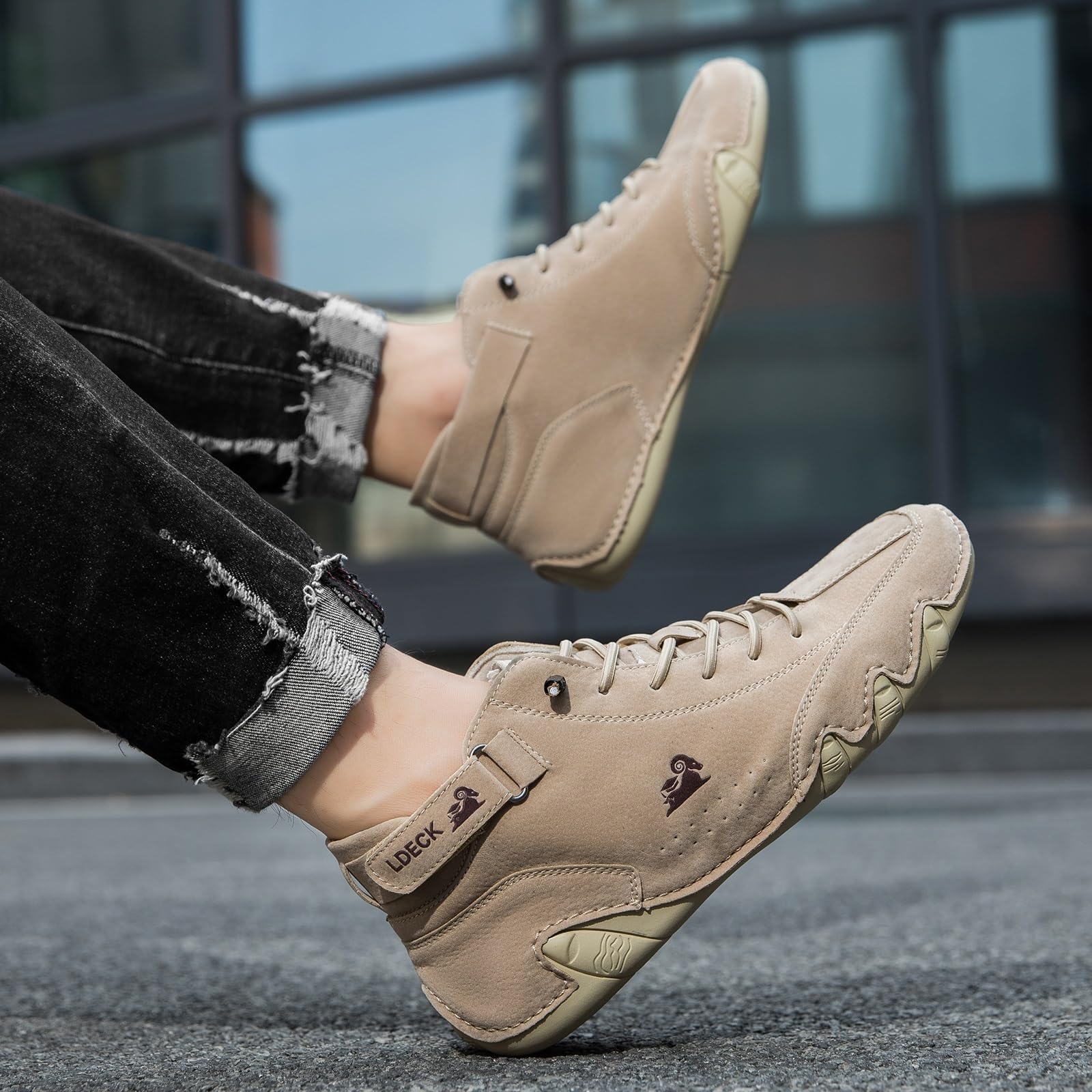 Botas Altas Italianas Hechas A Mano Unisex Zapatos Beck Minimalistas Al Aire Libre Zapatos Descalzos Informales Antideslizantes Transpirables for Caminar Senderismo Conducir Botas Chukka(Caqui,41 EU)