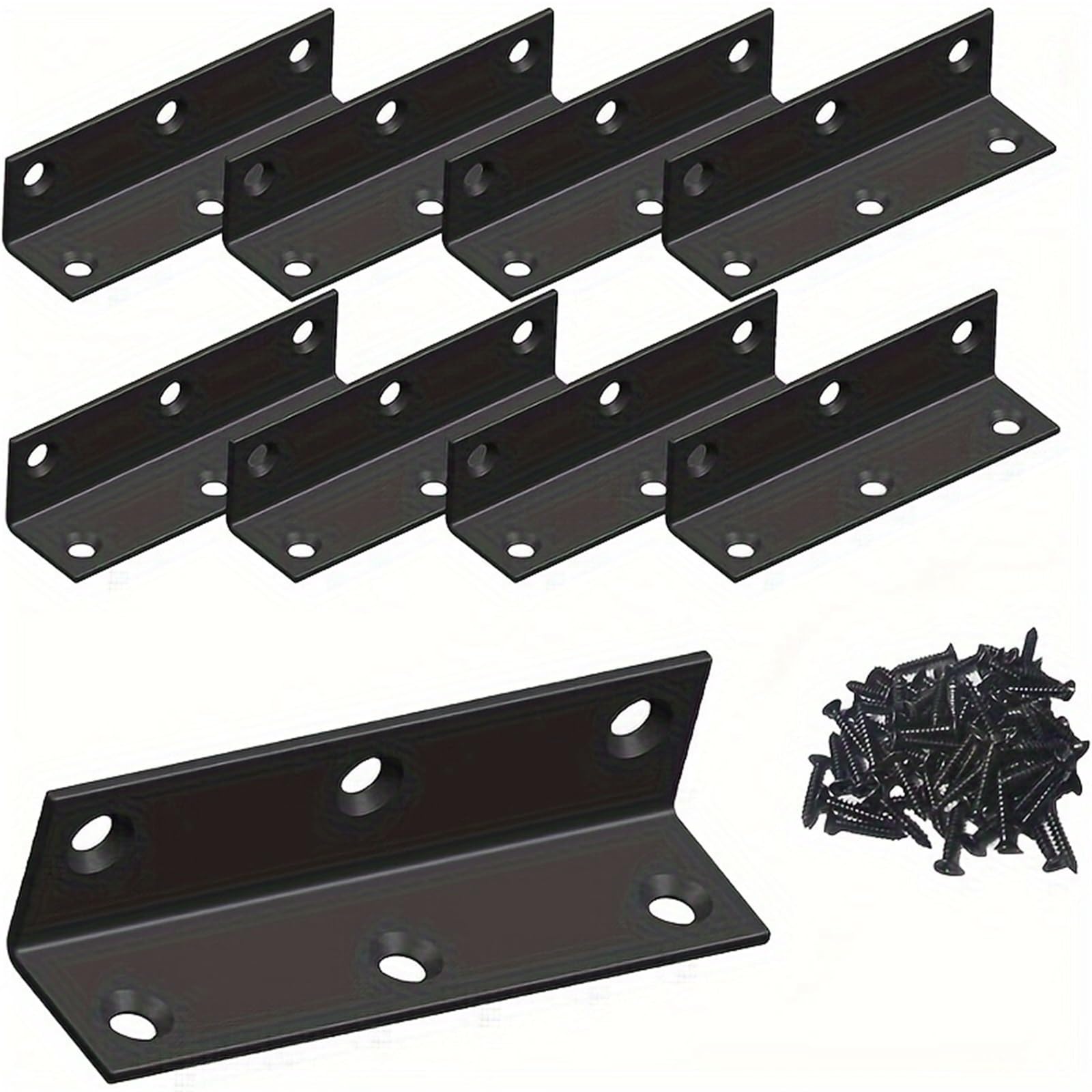 Staffa A Forma Di L, Protezione Angolare for Carichi Pesanti, Angolo In Acciaio Inossidabile, Nero Grande, Metallo In Legno