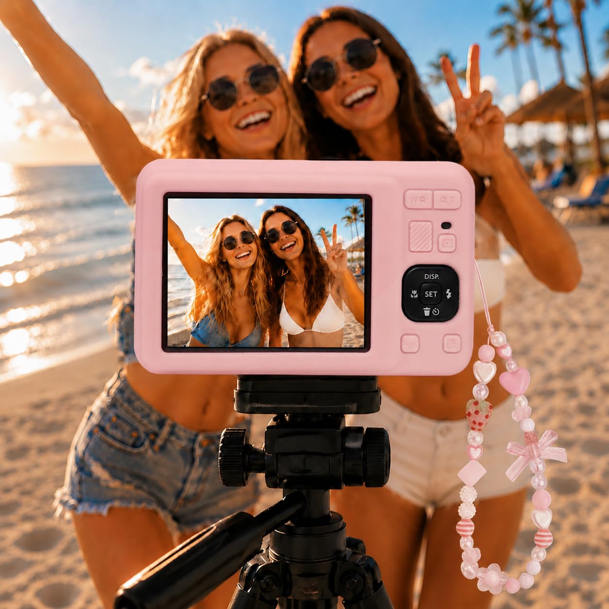 Funda para Kodak Pixpro FZ55, funda de silicona suave para cámara digital con bonita correa de muñeca y protector de pantalla, funda protectora de cámara con cubierta de lente para accesorios Kodak