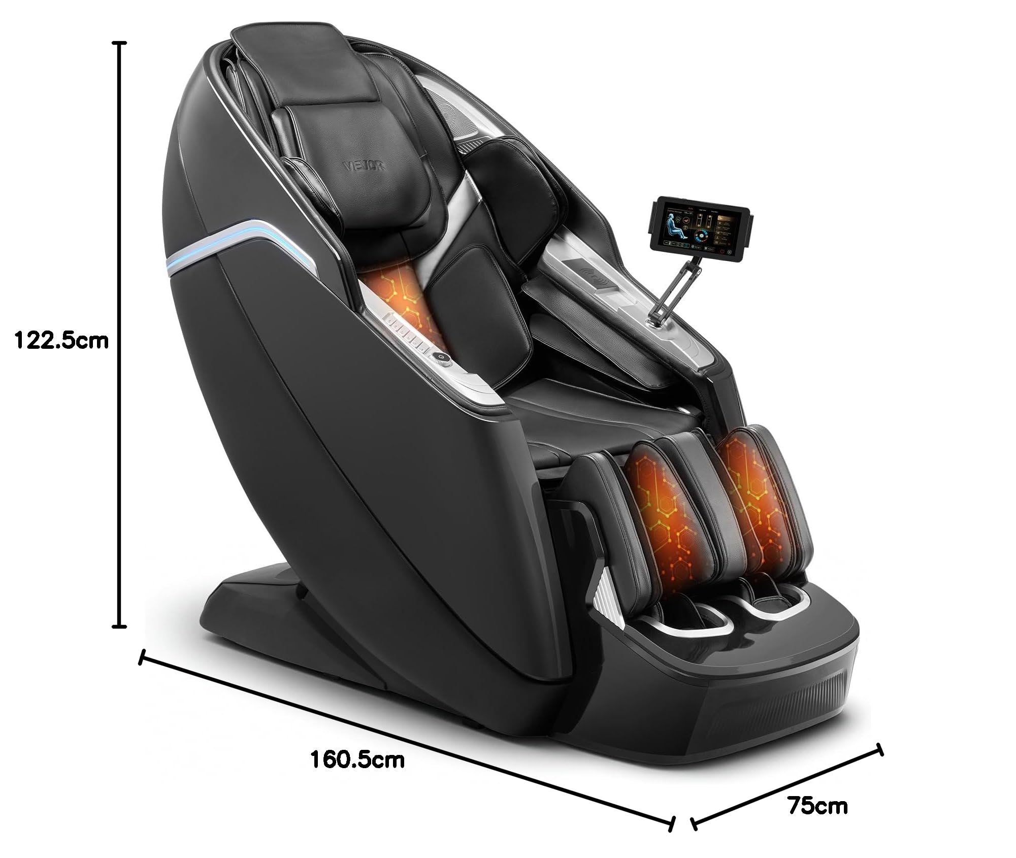 VEVOR Sillón de Masaje con Gravedad Cero y SL-Riel, Modo de Estiramiento de Yoga, Masaje 3D/4D con Voz IA, Calefacción, Pedal Eléctrico, 36 Airbags, Pantalla TFT, Botones en el Reposabrazos, Ruedas