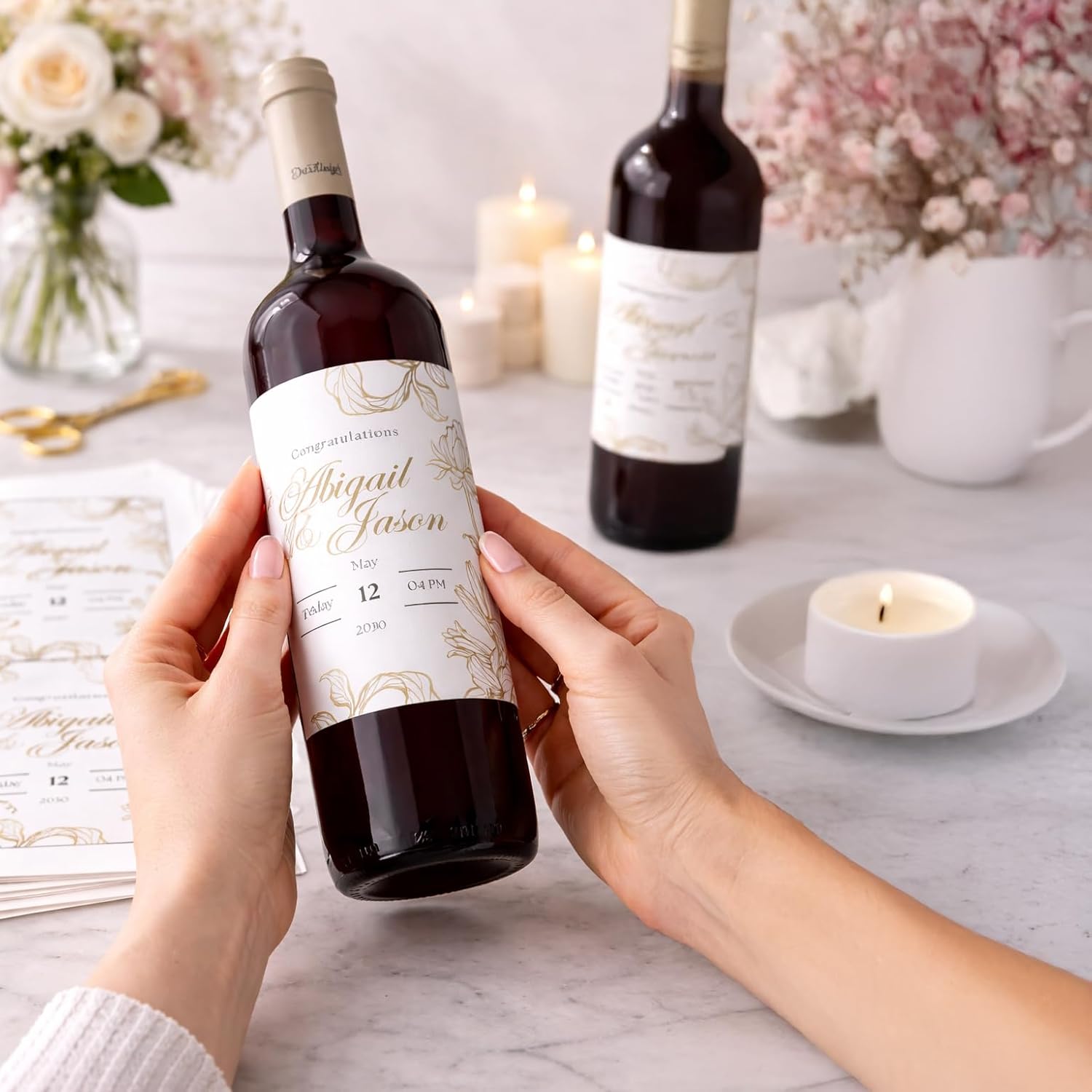 Labels for Wine Bottles, 4x5 inches, Waterproof White Vinyl for Inkjet Printers (Waterproof White for Laser, 200 Labels)