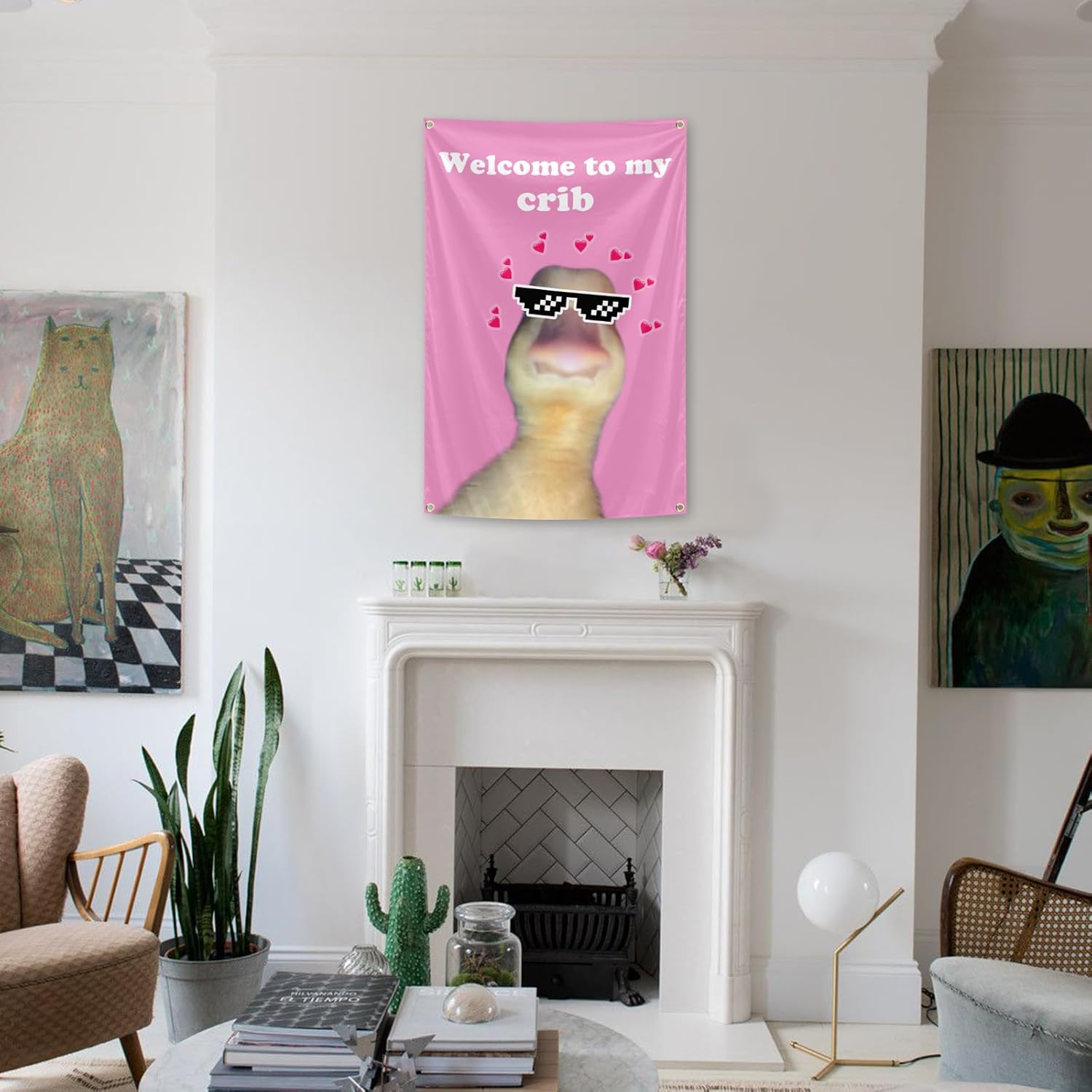 Welcome To My Crib Flag 2x3 Feet Tapestry With 4 Brass Grommets. Funny Flag for Teen Girls Room Indoor Outdoor Bedroom and College Dorm Wall Decor Banner. (pink) - Image 6