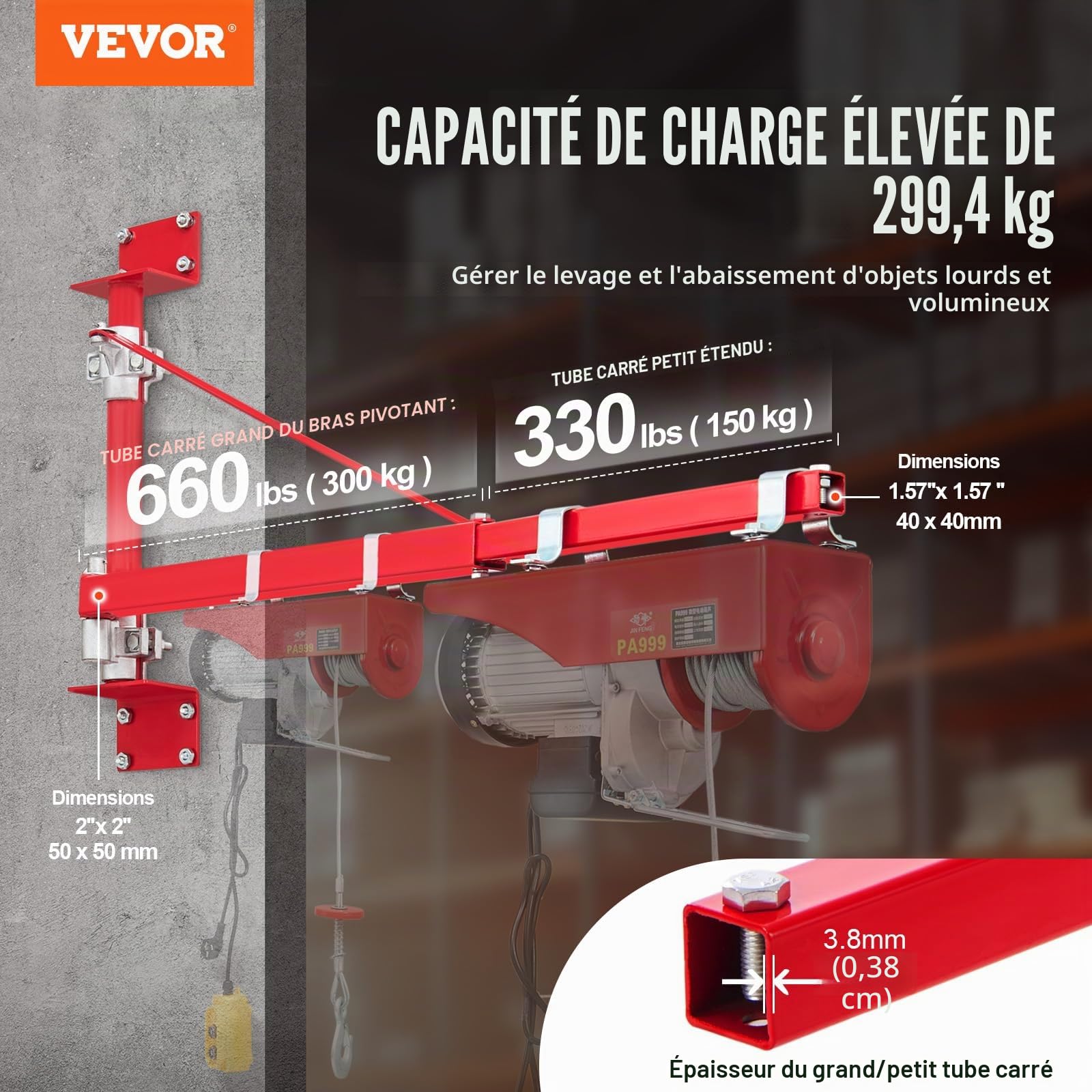 HODOY Elektrische Kabellier 220 V overbelasting elektrisch 200 kg 400 kg 600 kg 800 kg 1000 kg Bras pour le gru électrique