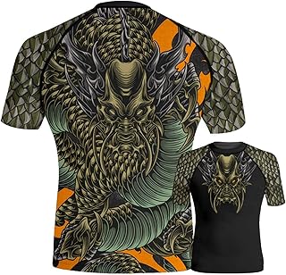 365CUSGIFTS - Dragon Warrior Rash Guard Short Sleeve Compression Shirt Best Idea Gift for Men - 3XL
