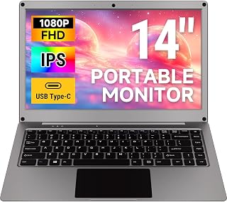 ELECROW 14 Inch Lapdock Display with Keyboard, Portable Monitor with Built-in Battery, 1080P FHD IPS USB C External Computer Monitors Compatible with Raspberry Pi, PC, Phone, Mac, Game Console