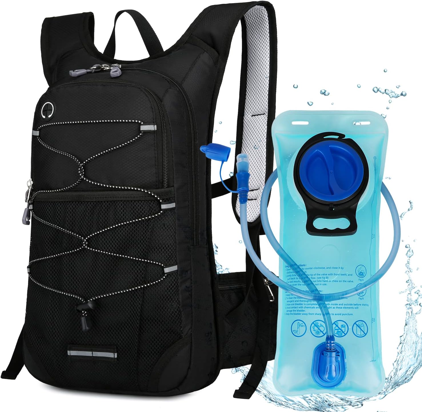 Hydration Pack Backpack, Insulated Water Backpack with 2L Bladder, Suitable for Hiking, Cycling, Running, Camping, Rock Climbing and Other Outdoor Activities
