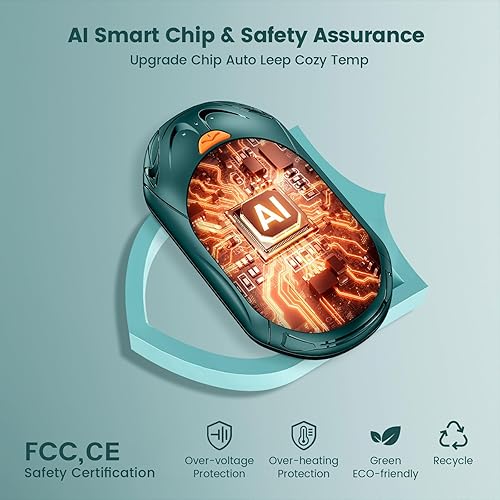 Miniatura 22 de AI Hand Warmers Rechargeable 2 Pack,6000mAh Rechargeable Hand Warmer,20Hrs Long Heating Electric Hand Warmer,Portable Pocket Heater,Pocket Size Hand