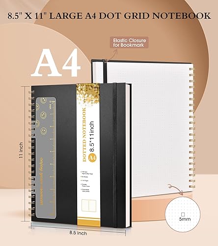 Vista 154 de Cuaderno de papel cuadriculado, cuaderno en espiral de 8.5 x 11 pulgadas, cuadernos de cuadrícula grande A4 para mujeres y hombres, papel gráfico