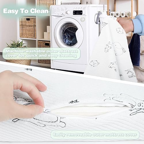 Miniatura 6 de Colchón triple Pack and Play, 38 x 26 pulgadas, colchón de espuma viscoelástica de doble cara para Pack n Play, colchones plegables portátiles con