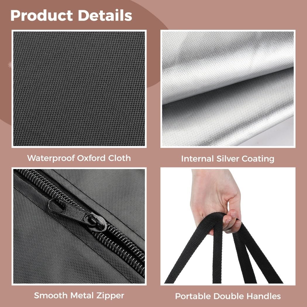 Waterproof Garden Furniture Storage Bag, 68 Inch Patio Cushion Cover with Zipper, Dust-Proof and