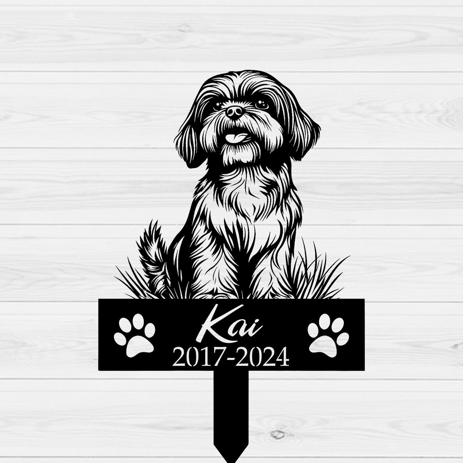 Personalized Dog Memorial Garden Stakes, Shih Tzu Waiting at The Door Remembrance Stake, 8-24 inch Shih Tzu Grave Marker, Loss of Shih Tzu (Waiting at The Door)