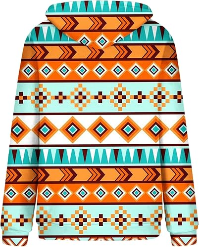 Miniatura 8 de Sudaderas con capucha de manga larga para mujer, estilo azteca occidental, camisetas vintage, ropa de vaquera 2023,