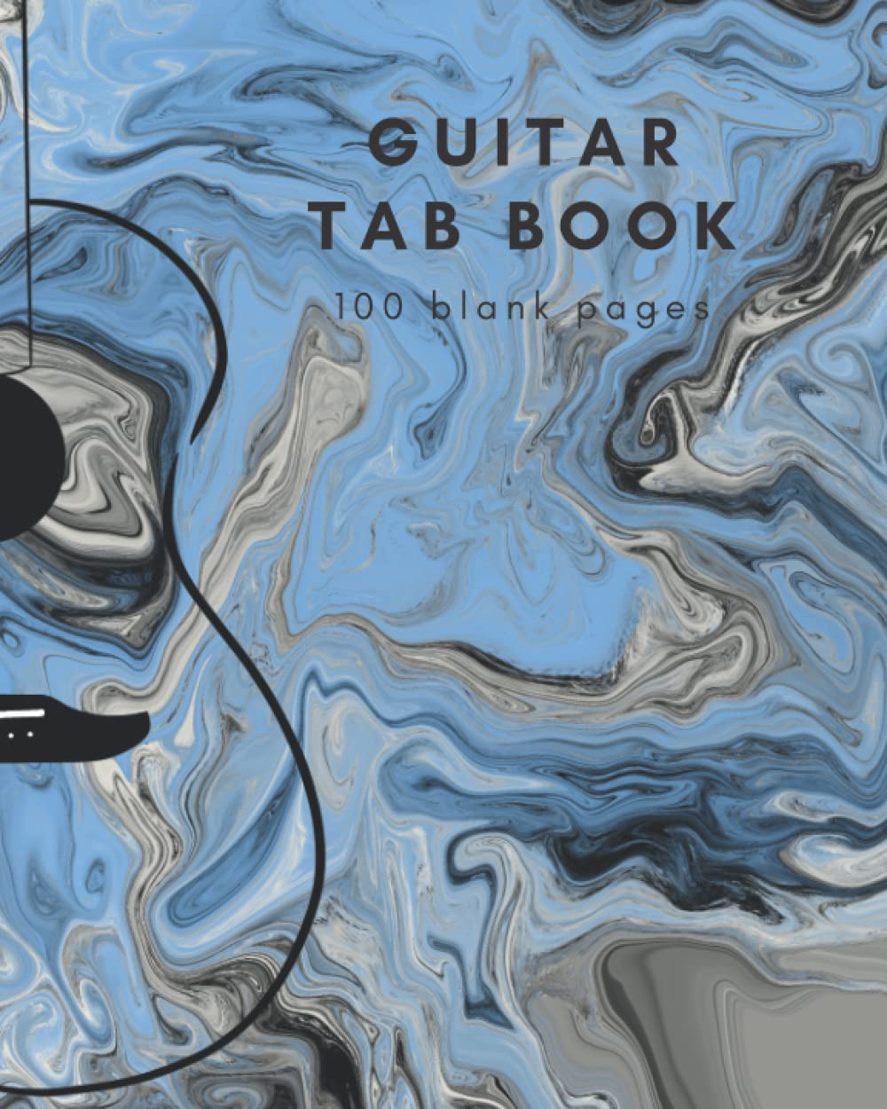 8" x 10" Guitar Tab Book 100 pages in Miami Blue + Olympic White: Blank guitar tablature paper, high quality gloss paperback cover By Elizabeth Banks