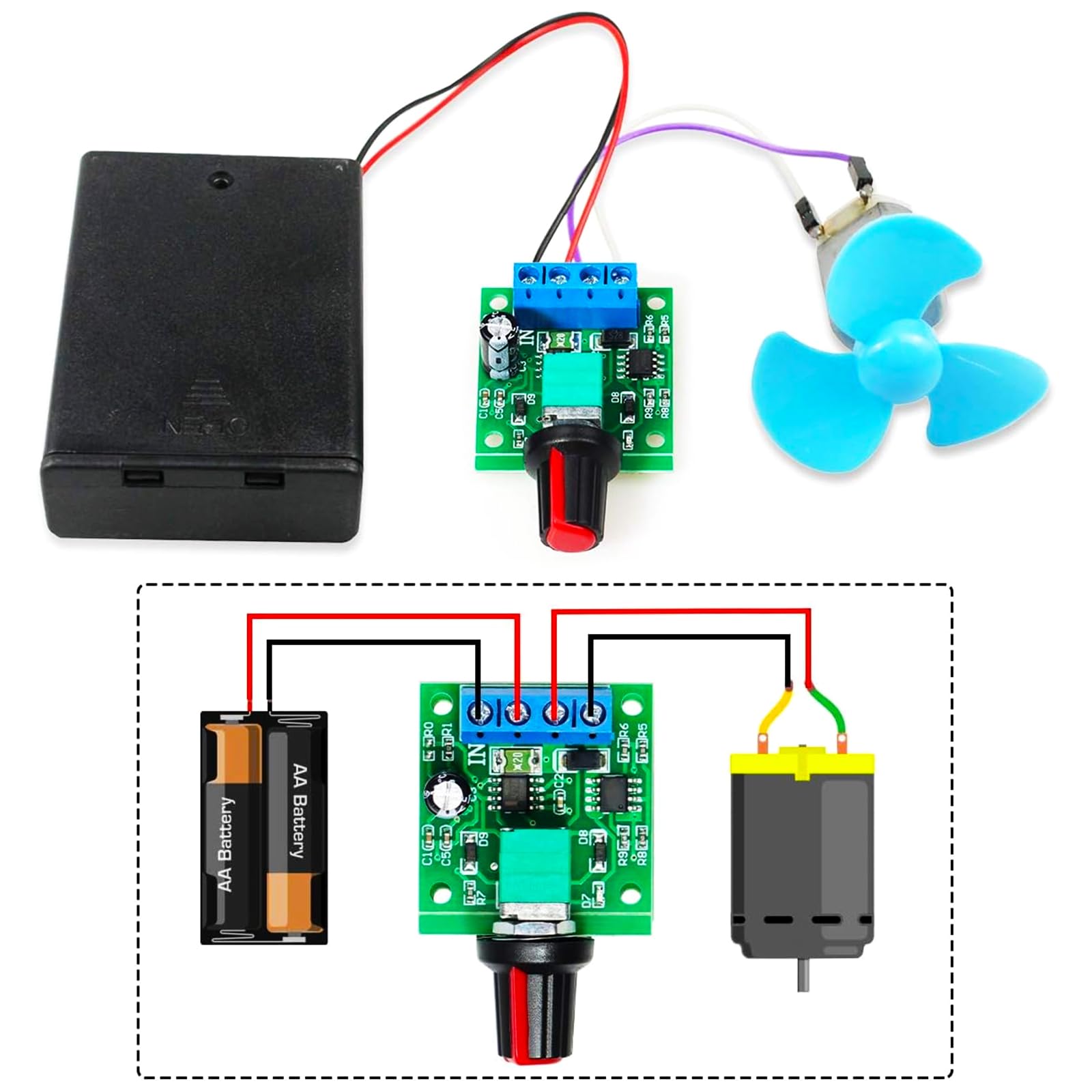 8 Régulateurs PWM 12V 5A 90W - Tension 5-35V - Potentiomètre Réglable Avec LED - Pour Moteurs DC, Ventilateurs