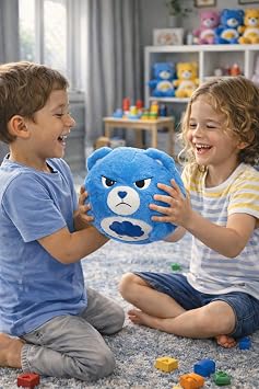 Care Bears Grumpy Bear Lil' Biggie Bouncerz Şişirilebilir Peluş Top, Super Soft Bounce, Pompa Dahil, 22 cm