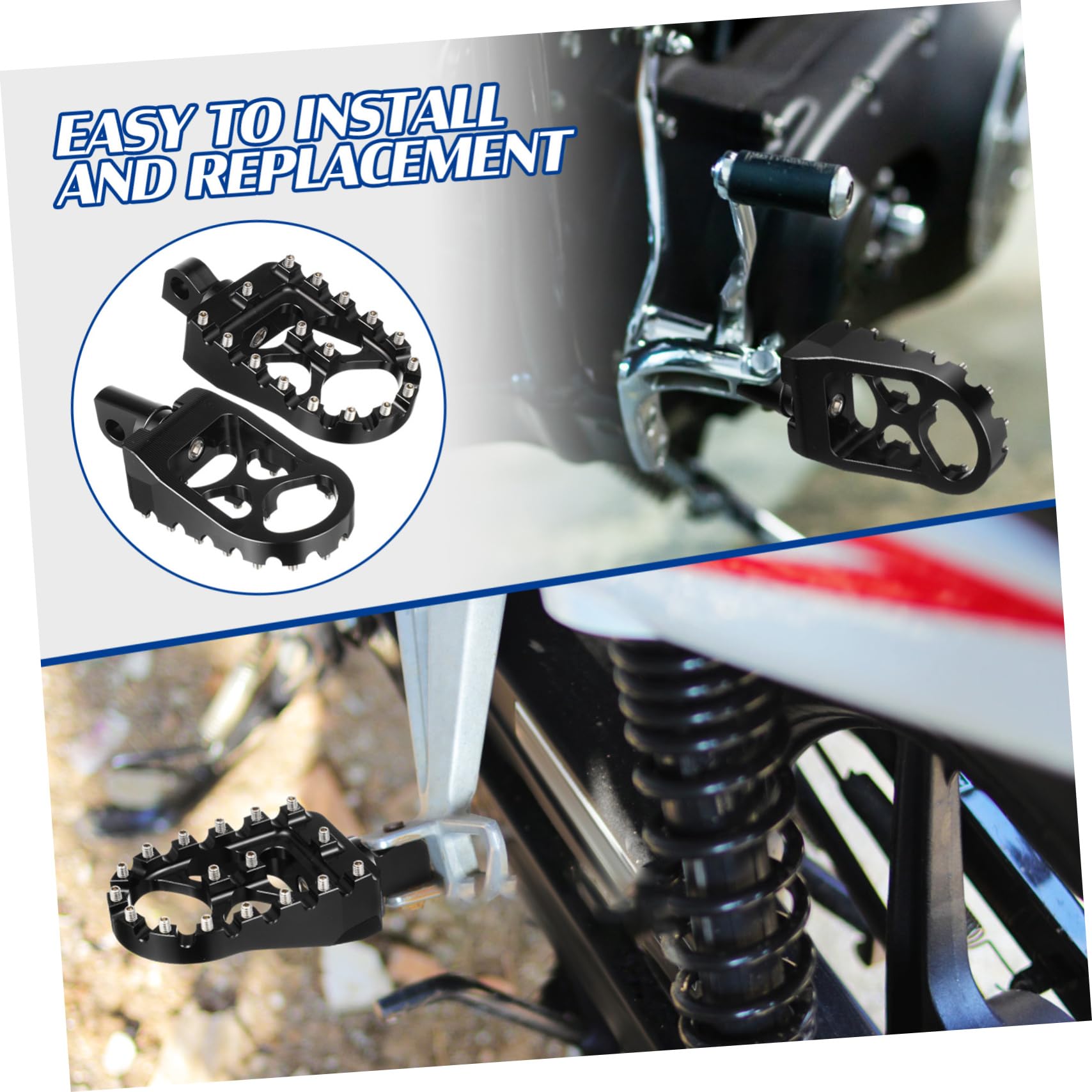 Estriberas de Aluminio Cnc para Moto de Cross, Negro, Reposapiés de Motor Compatibles, Diseño Antideslizante, Ligero y Resistente, Accesorio para Motocross y Off-road