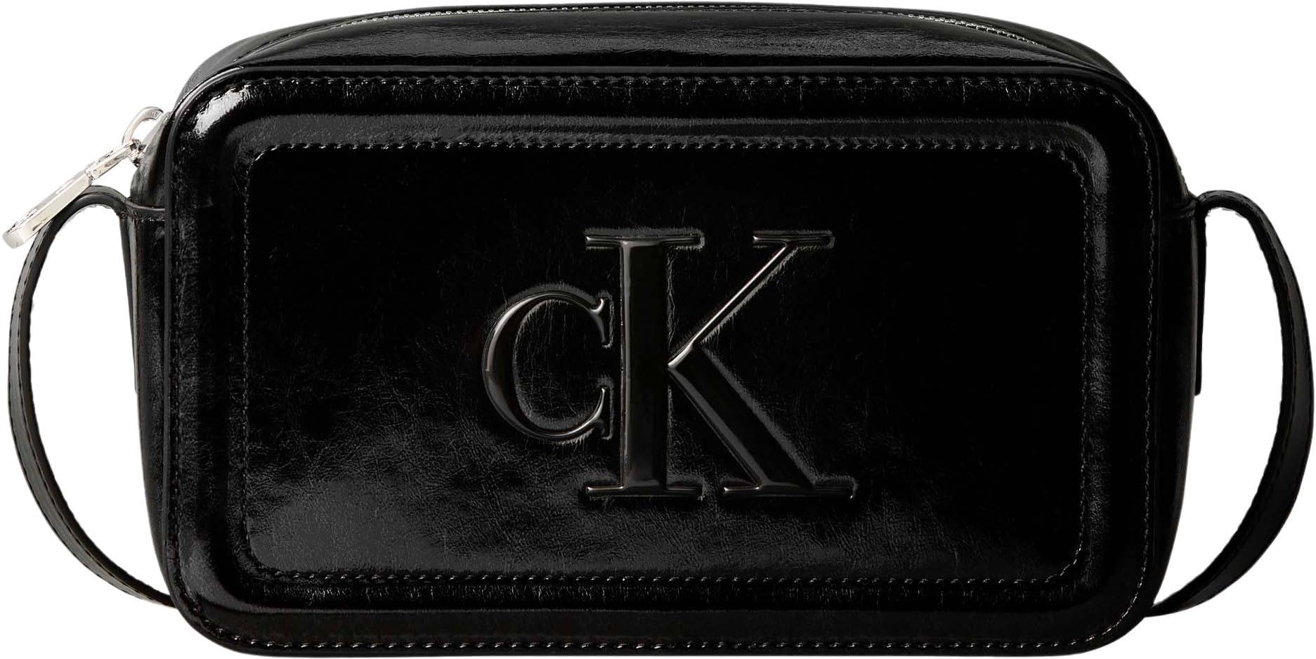 Calvin Klein Women's BOLD CK METALLIC CAMERA BAG LV04F3331G Crossover, Black (Black), One Size