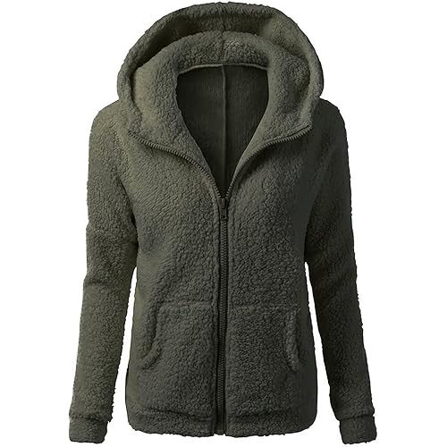 Ceboyel Womens Fleece Zip Up Jacket With Hood Sherpa Teddy Winter Coat Fuzzy Shearling Hoodie Trendy 2023 Outerwear Clothing