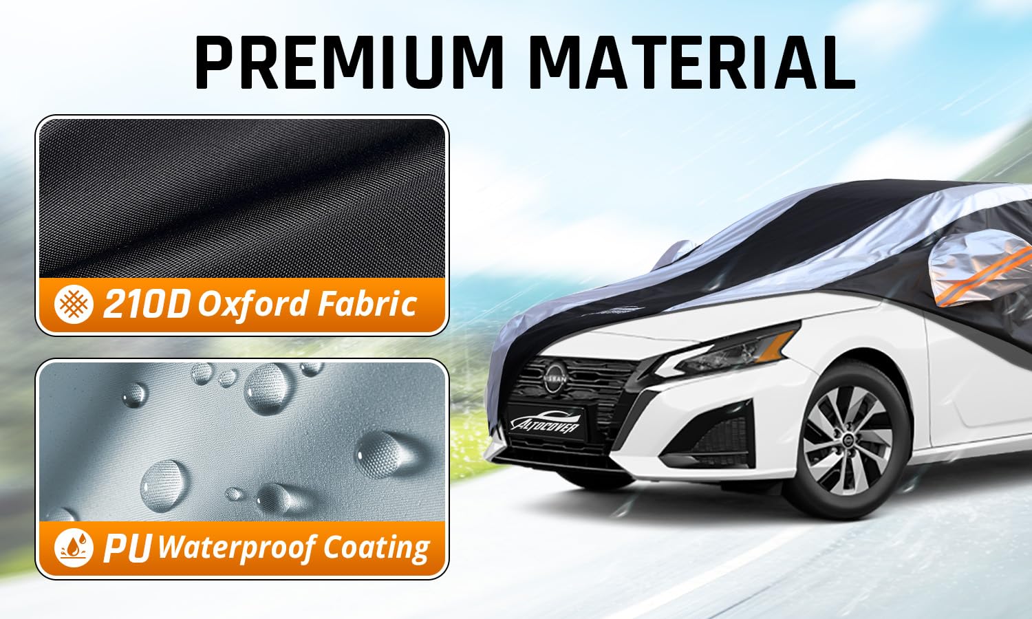 Altima Car Cover Waterproof All Weather with Silver Strip Design Custom Fit for Altima 2005 2025 Accessory with — view 3