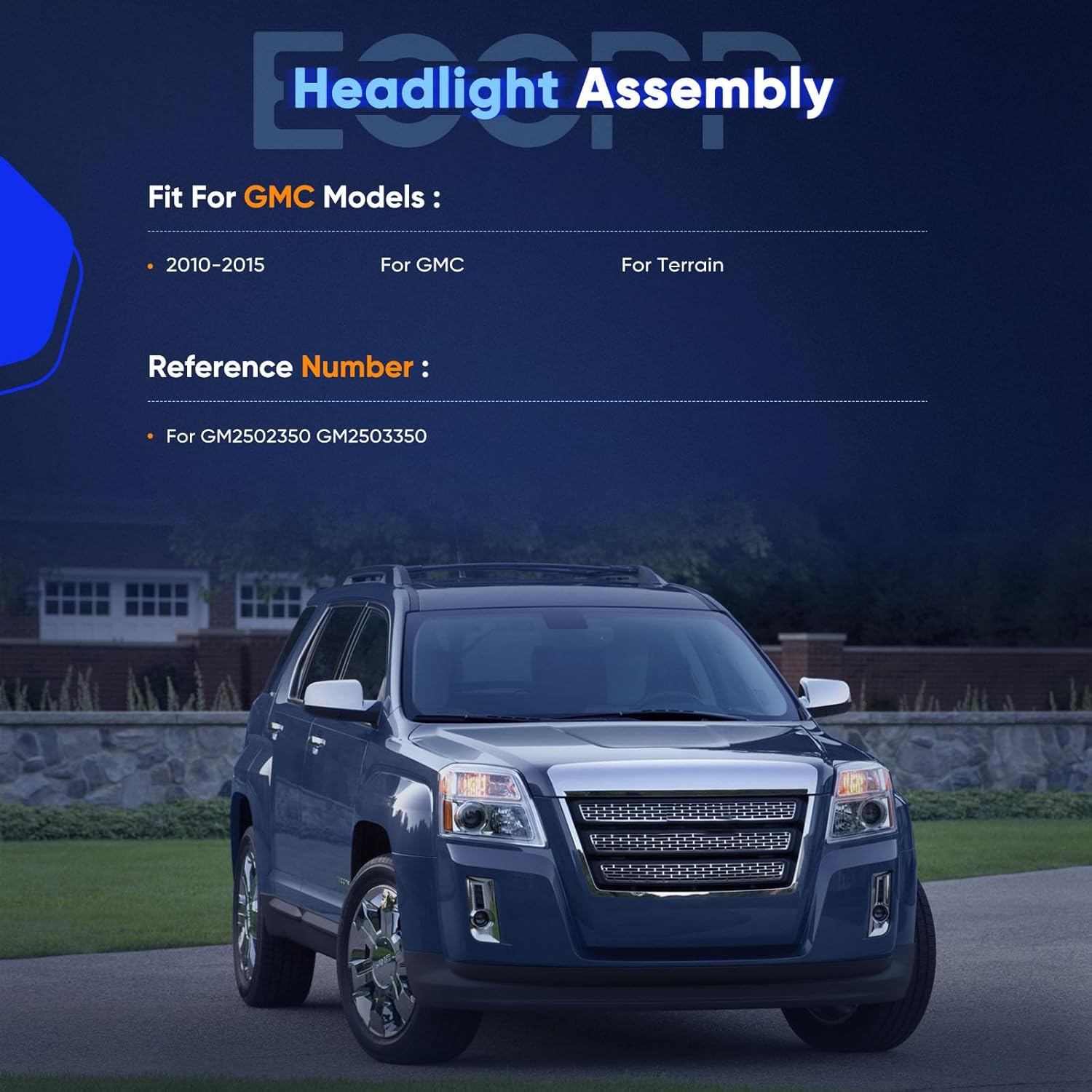 ECCPP Headlight Assembly for GMC Terrain 2010-2015 Driver and Passenger Side Headlamps