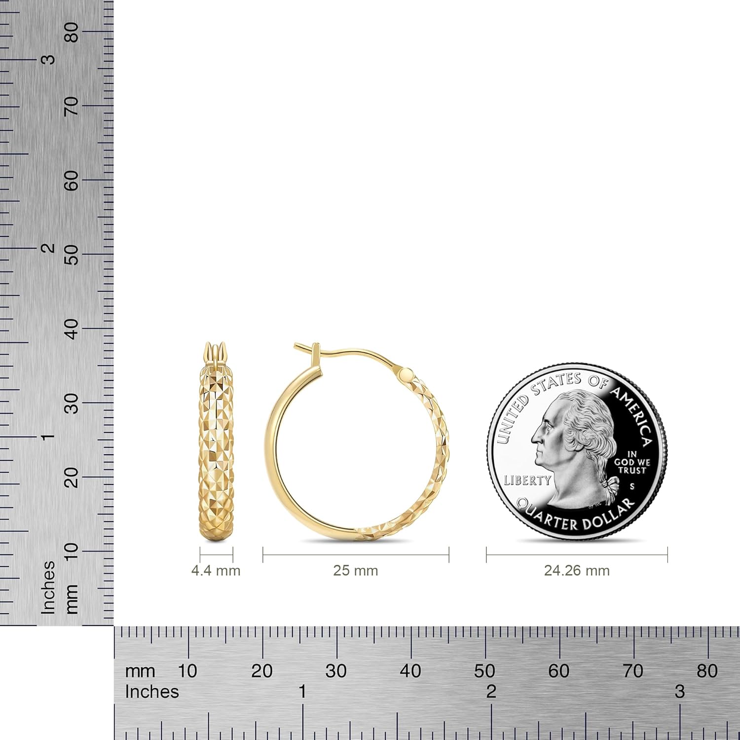 14K Gold Hoop Earrings, Gold Hoop Earrings for Women Trendy, Dainty Gold Vermeil Earrings Hoops, 14K Gold Plated 925 Sterling Silver, 25mm - Image 2