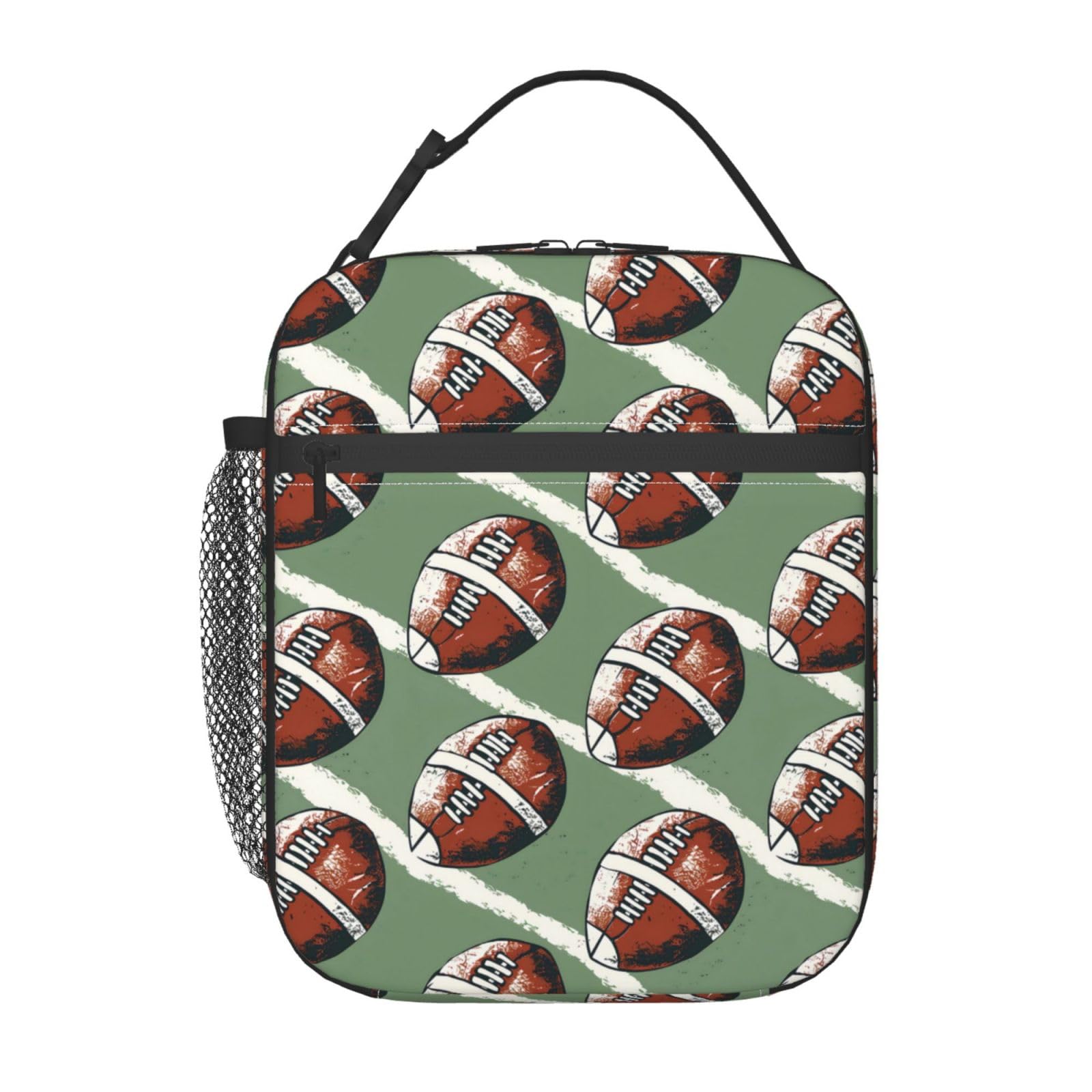 Football Lunch Box for Women Kids Girls Insulated Lunch Bag Lunchbox Adults Lunch Tote Bags Reusable Cooler for Work Office School Picnic Travel