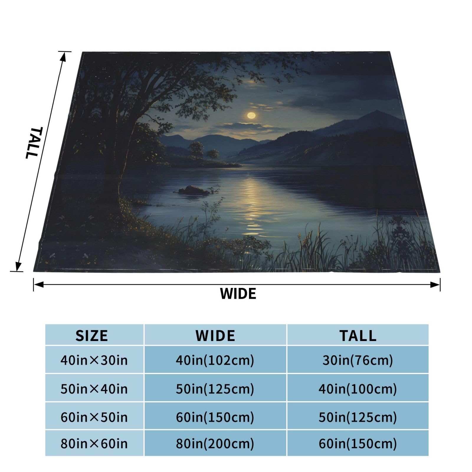 Lakeside at Night - Manta de forro polar suave de 60 x 50 pulgadas, adecuada para sofá, camping, viajes, noche