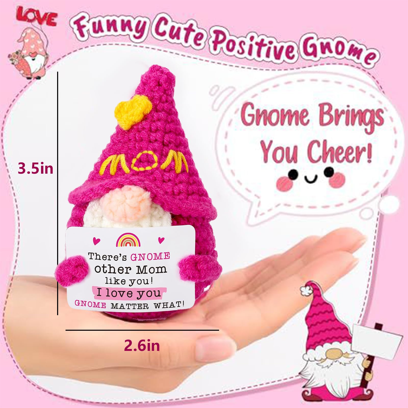 Regalo Motivazionale Maglieria Gnomi di Natale in peluche Regalo per la Festa della Mamma Regalo di Compleanno Decorativo Portafortuna Divertente e Artigianale per Casa e Ufficio