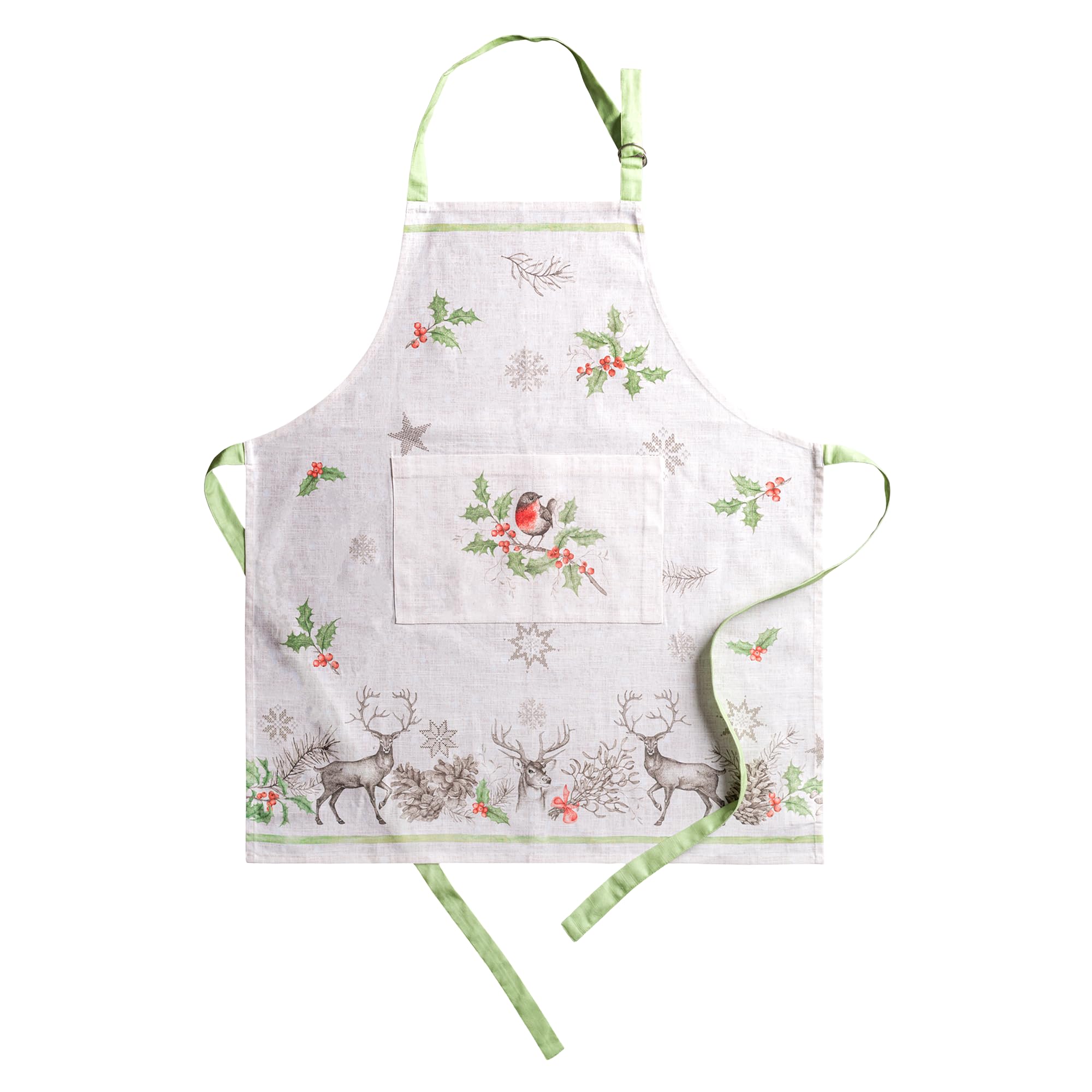 Maison d'Hermine Equinoxe Delantal 100% algodón con cuello ajustable y bolsillo central oculto, 69,8 x 80 cm