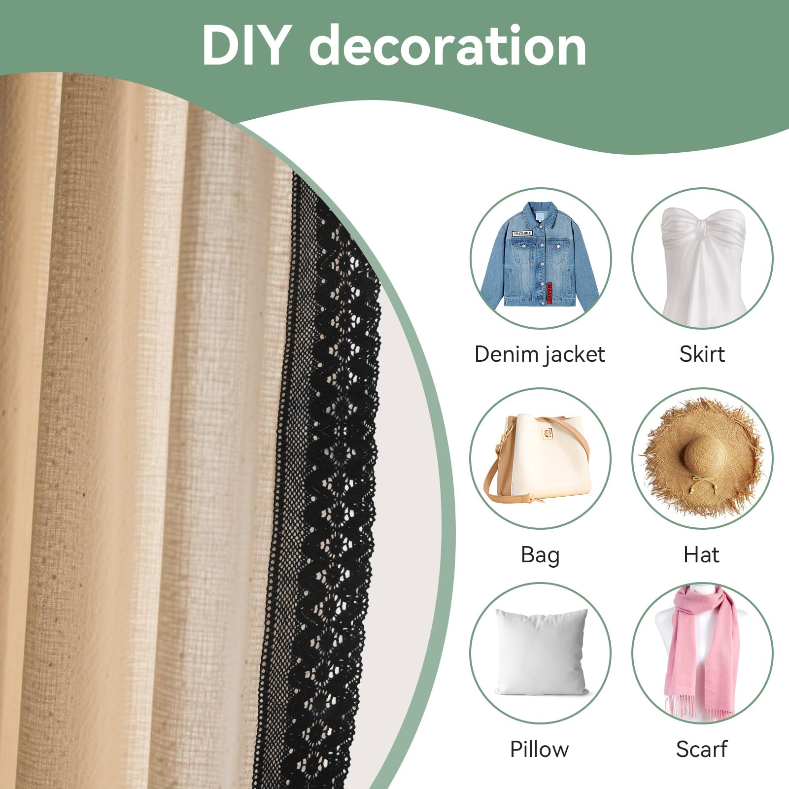 1 Yard Nastro Di Pizzo In Cotone, Larghezza 10 Cm, Nastro Decorativo In Pizzo, Bordatura In Pizzo All'uncinetto, Bordatura In Pizzo Per Fai Da Te, Cucito, Abbigliamento, Scrapbooking, Decorazione Rosa - 9