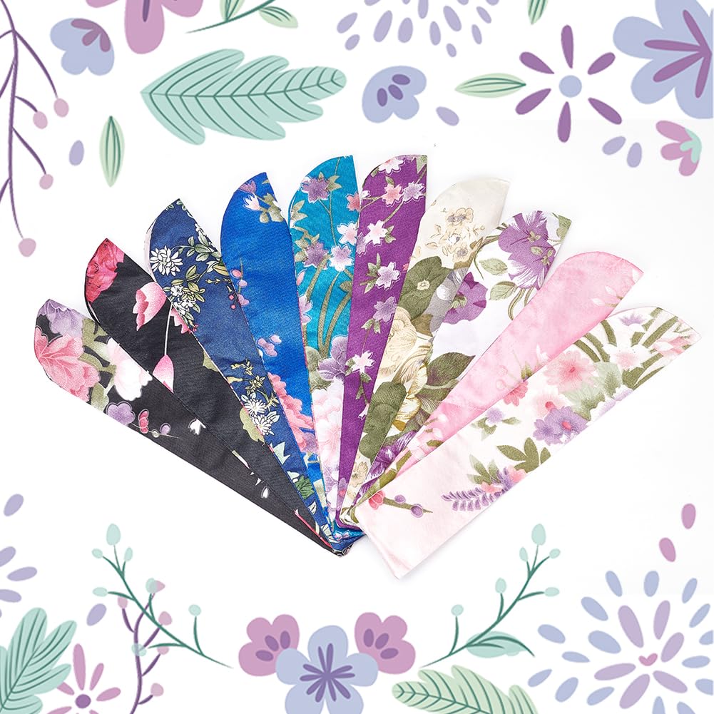 NBEADS 10 Pcs 10 Colors Silk Folding Chinese Hand Fan Bags - Image 4
