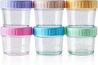 Vista 10 de WILLDAN Tarros de vidrio para almacenamiento de alimentos para bebés con tapas (4 onzas, juego de 24 unidades) para aperitivos, puré, recipientes