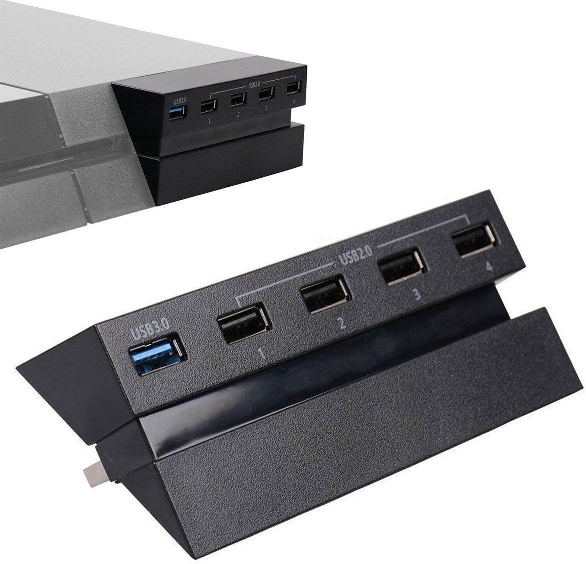 PS4 USB Hub 5 Ports 3.0 High Speed Portable Adapter Controller Splitter Expansion for Playstation 4 Console, Not for PS4 Slim, PS4 Pro